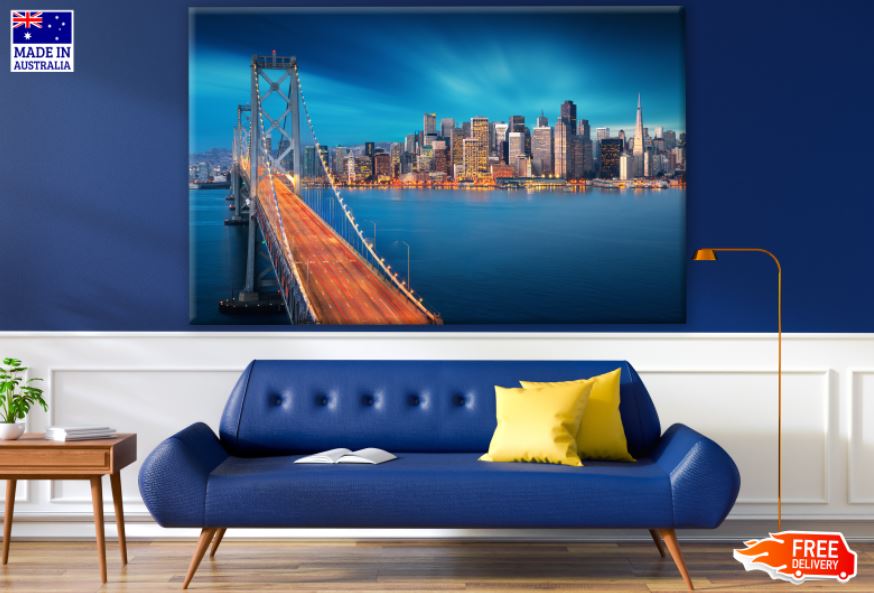 City & Bridge Night View Photograph Print 100% Australian Made