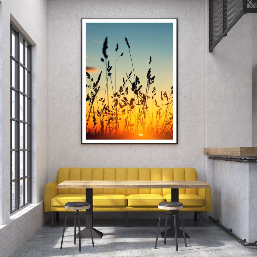 Grass Sunset View Photograph Home Decor Premium Quality Poster Print Choose Your Sizes