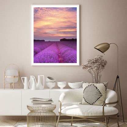 Lavender Field Sunset Photograph Home Decor Premium Quality Poster Print Choose Your Sizes