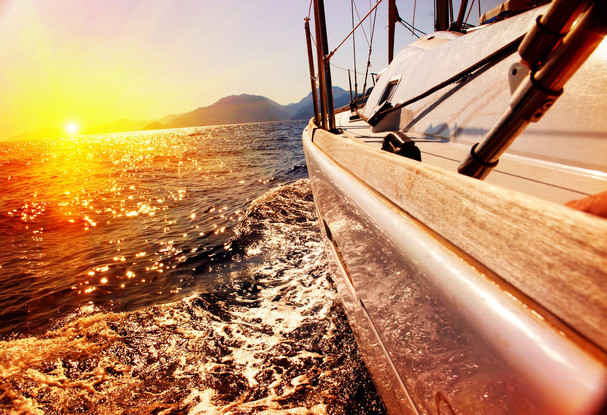 Boat on Sunset Sea Closeup Photograph Home Decor Premium Quality Poster Print Choose Your Sizes