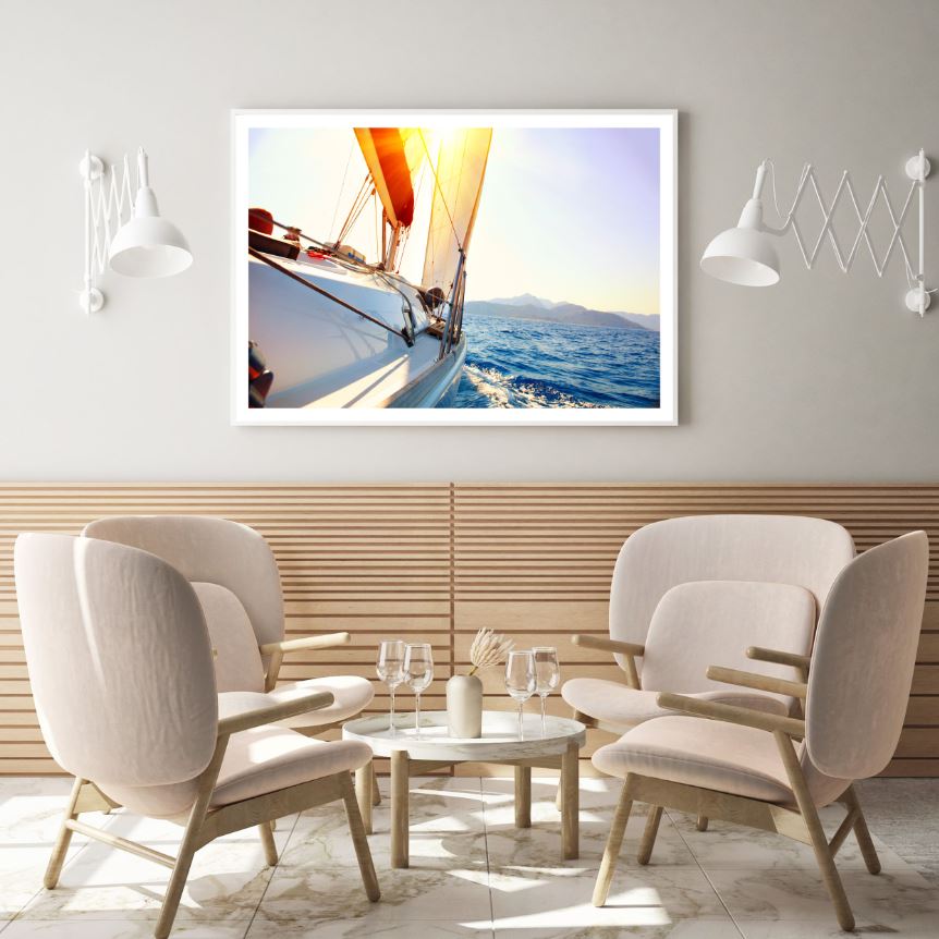 Boat on Sunset Sea Closeup Photograph Home Decor Premium Quality Poster Print Choose Your Sizes