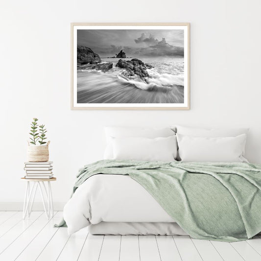 Sea Scenery B&W Photograph Home Decor Premium Quality Poster Print Choose Your Sizes