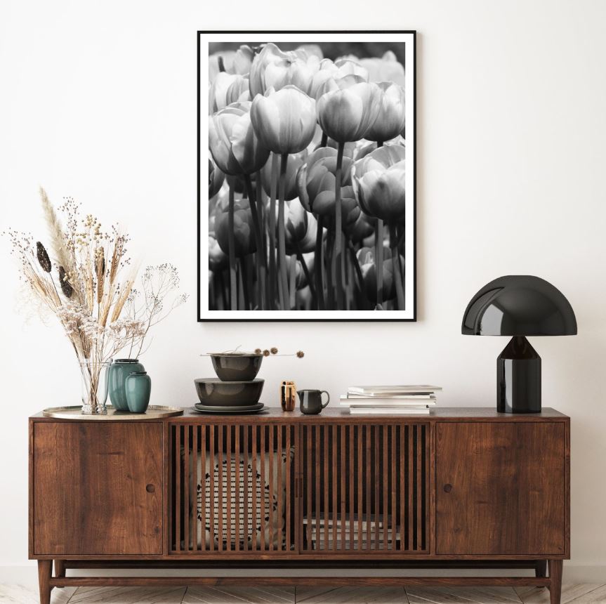 Tulips B&W Macro Photograph Home Decor Premium Quality Poster Print Choose Your Sizes