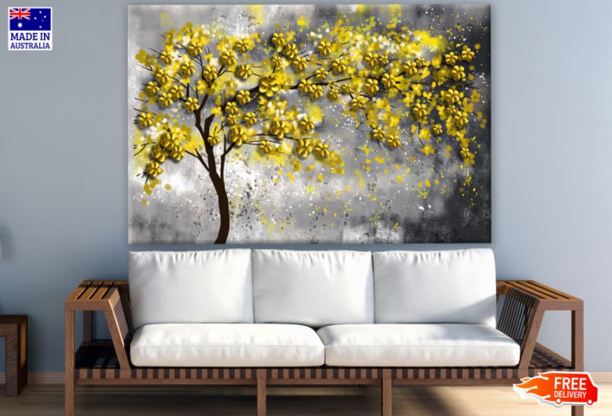 Gold Leaves Tree Abstract Design Print 100% Australian Made