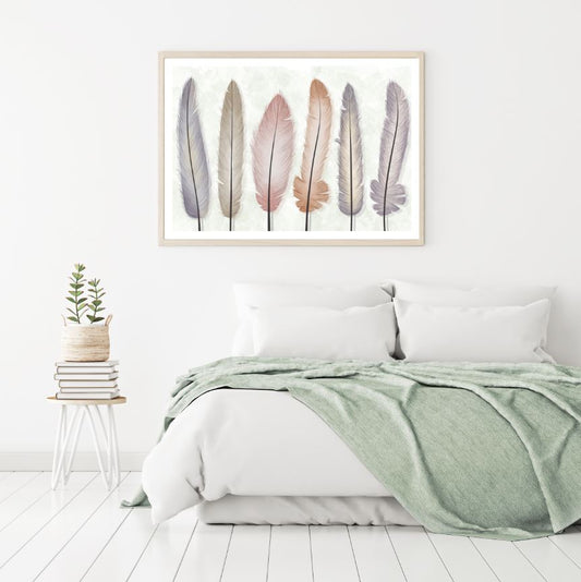 Colorful Feathers Watercolor Painting Home Decor Premium Quality Poster Print Choose Your Sizes