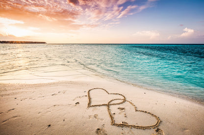 Drawn Heart on Beach Photograph Home Decor Premium Quality Poster Print Choose Your Sizes