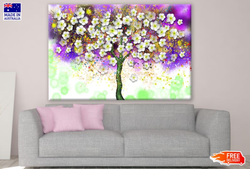 Flower Tree & Abstract Background Design Print 100% Australian Made