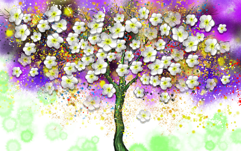 Colorful Flower Tree 3D Design Home Decor Premium Quality Poster Print Choose Your Sizes