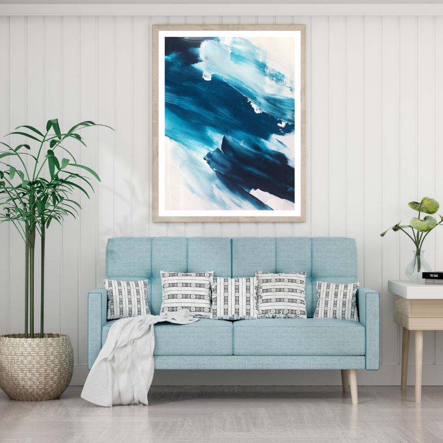 Blue & White Abstract Painting Design Home Decor Premium Quality Poster Print Choose Your Sizes