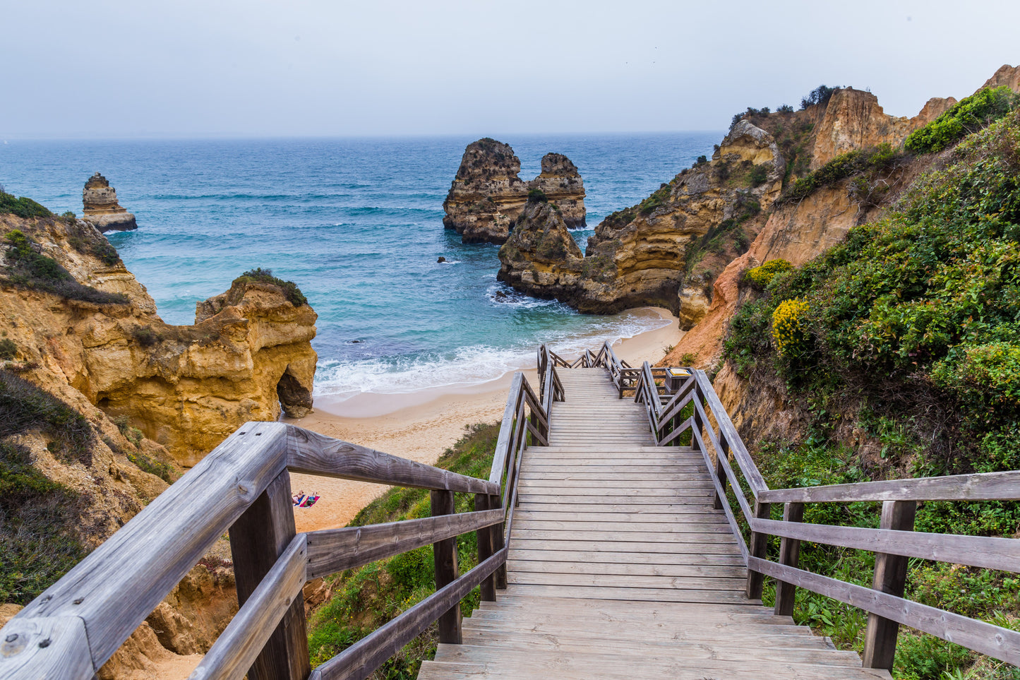 Wooden Stairs in Beach Photograph Home Decor Premium Quality Poster Print Choose Your Sizes