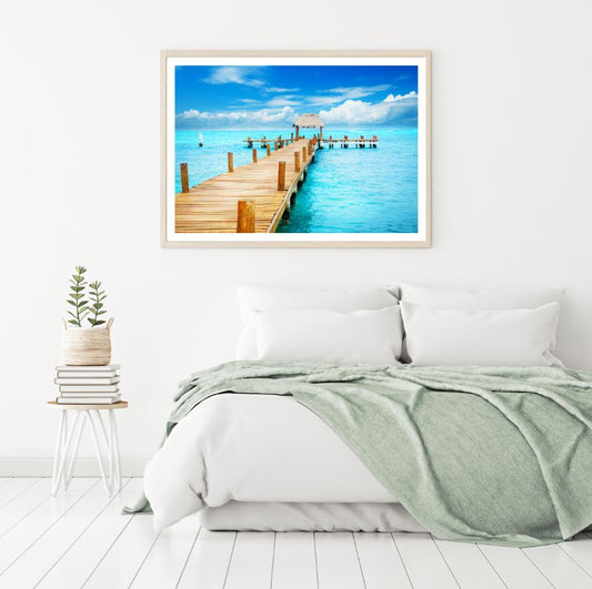 Wooden Pier Over Sea with Hut Home Decor Premium Quality Poster Print Choose Your Sizes