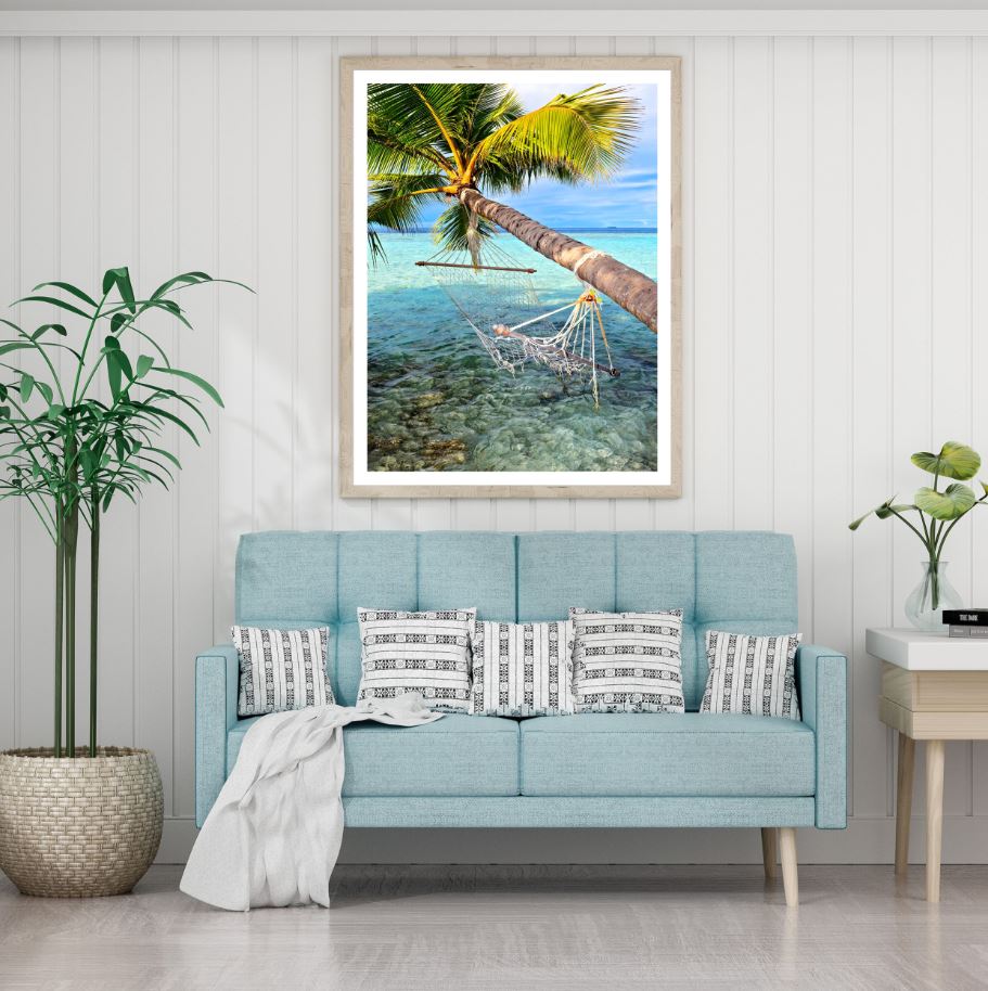 Hammock on Palm Tree Near Sea Home Decor Premium Quality Poster Print Choose Your Sizes