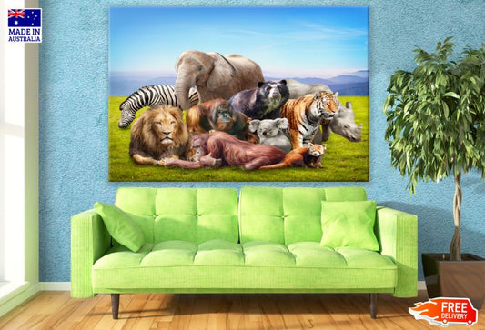 Wild Animals Digital Painting Print 100% Australian Made