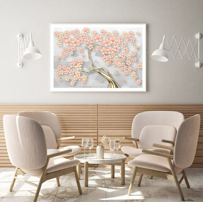 Pink & Gold Flower Tree 3D Design Home Decor Premium Quality Poster Print Choose Your Sizes