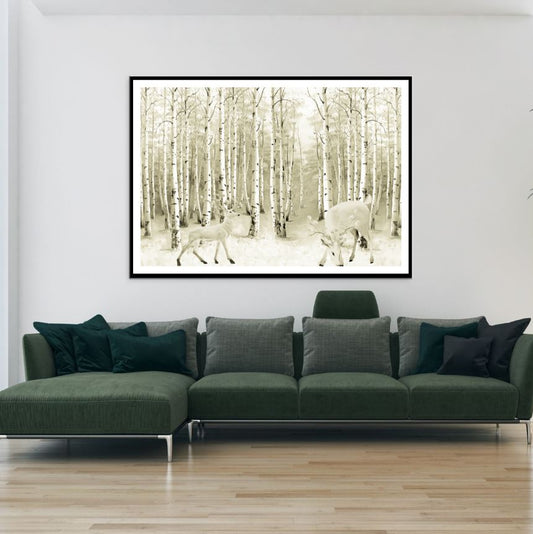 Reindeers & Forest 3D Design Home Decor Premium Quality Poster Print Choose Your Sizes