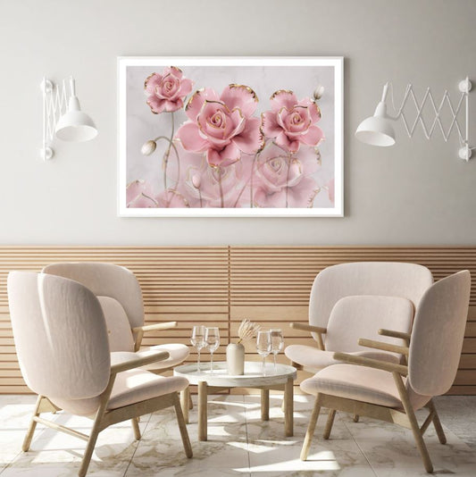 Pink & Gold 3D Floral Design Home Decor Premium Quality Poster Print Choose Your Sizes