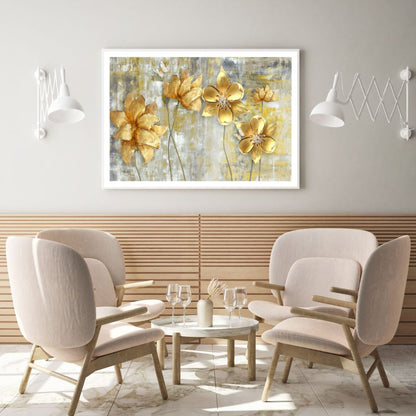 Gold & Silver Floral 3D Design Home Decor Premium Quality Poster Print Choose Your Sizes