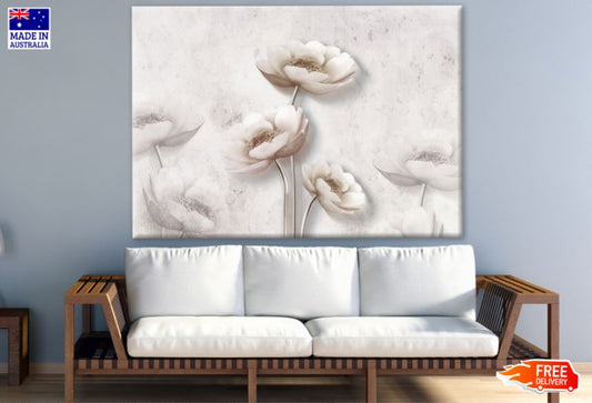 White & Gold 3D Floral Design Print 100% Australian Made