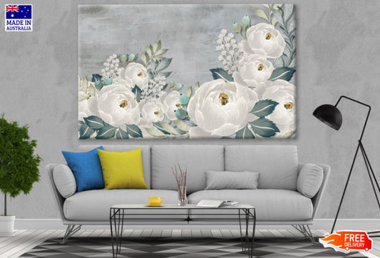 White Flowers Watercolor Painting Print 100% Australian Made