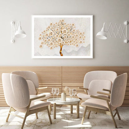 White & Gold Rose Tree 3D Design Home Decor Premium Quality Poster Print Choose Your Sizes