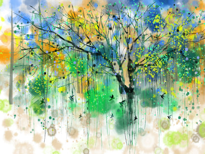 Colorful tree Watercolor Painting Print 100% Australian Made