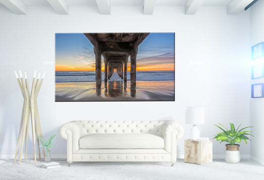 Stunning beach wave, sea, beach pier ,Print 100% Australian Made