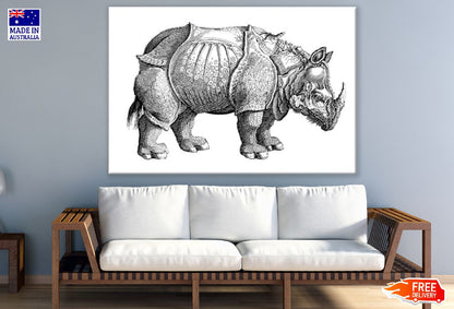 Rhino B&W Art Design Print 100% Australian Made