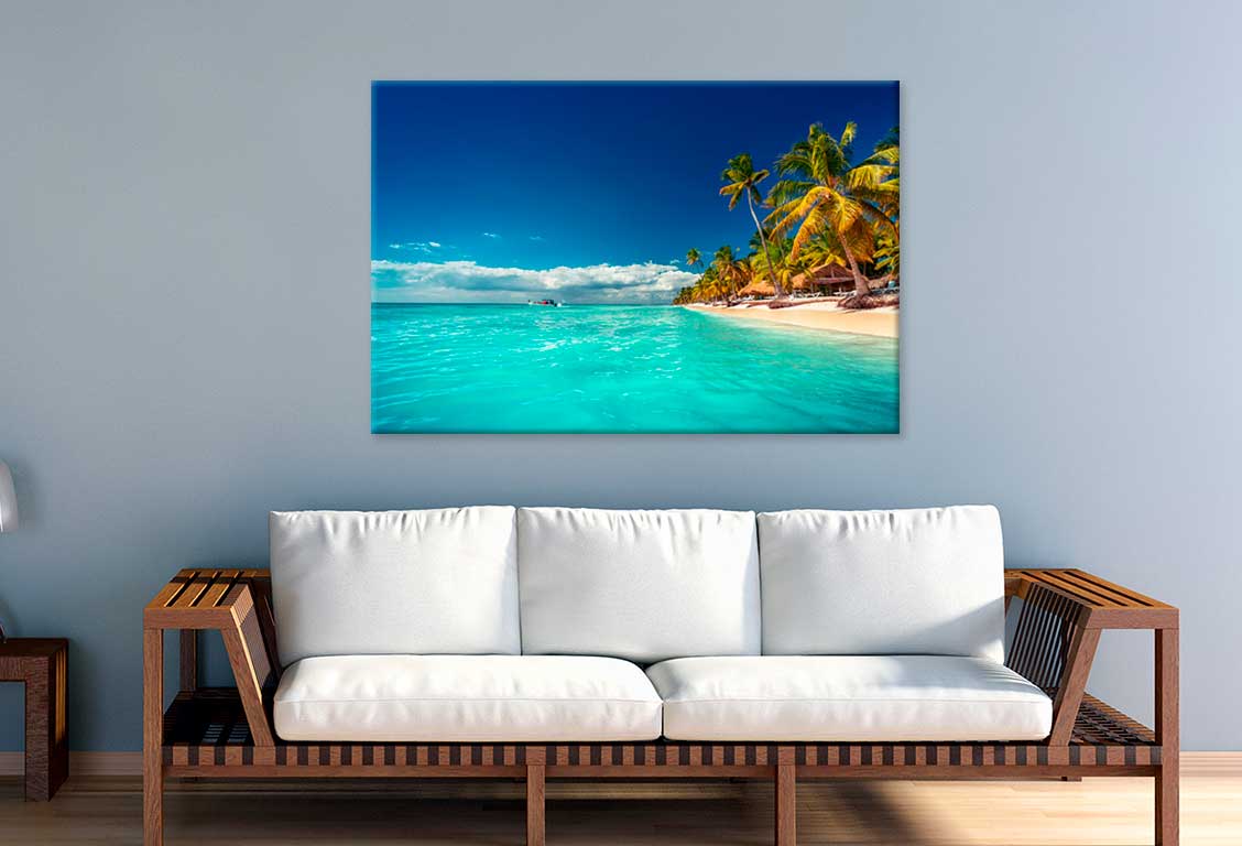 Bella Home Island Beach With Perfect Sunny Sky Print Canvas Ready to hang