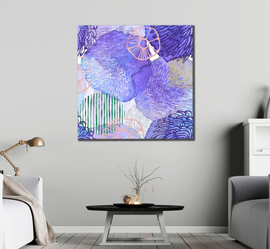 Square Canvas Colorful Watercolor Abstract High Quality Print 100% Australian Made