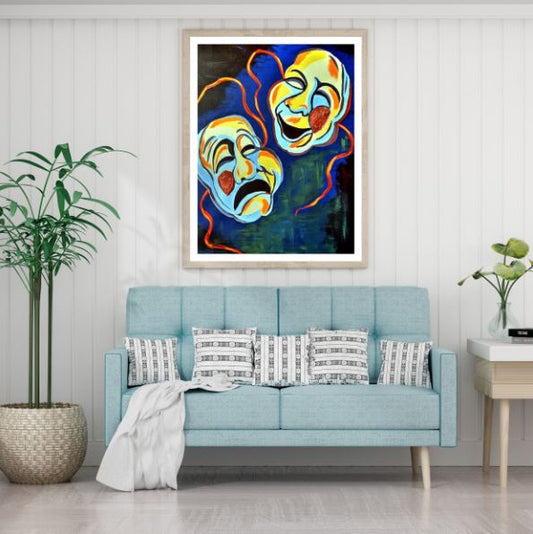 Colorful Masks Watercolor Painting Home Decor Premium Quality Poster Print Choose Your Sizes