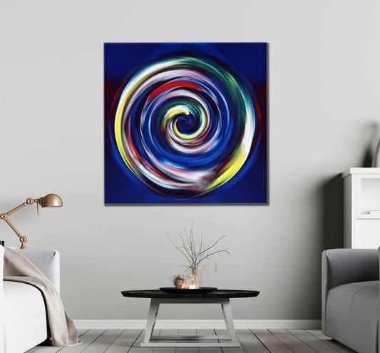 Square Canvas Colorful Abstract Spiral Design High Quality Print 100% Australian Made