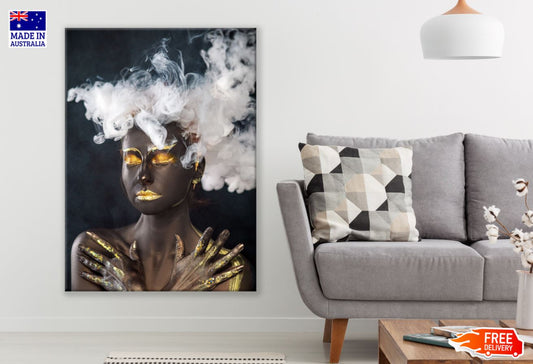 Gold & Black Makeup Girl Portrait Print 100% Australian Made