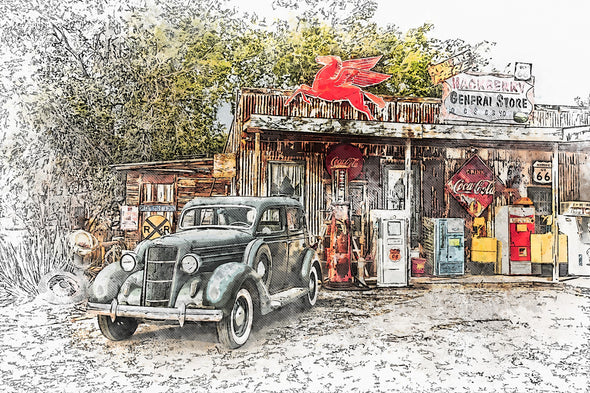 Vintage Store & Vehicle Painting Print 100% Australian Made