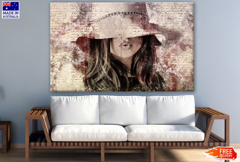 Woman with a Hat Abstract Design Print 100% Australian Made