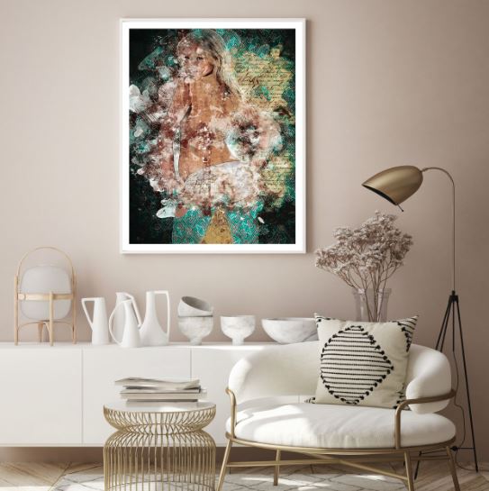 Girl & Colorful Abstract Design Home Decor Premium Quality Poster Print Choose Your Sizes