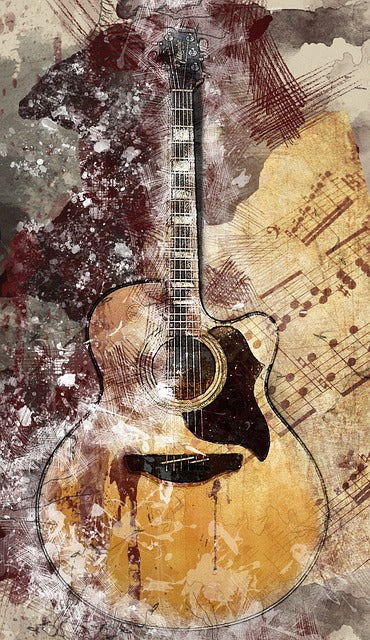 Colorful Guitar Abstract Painitng Home Decor Premium Quality Poster Print Choose Your Sizes