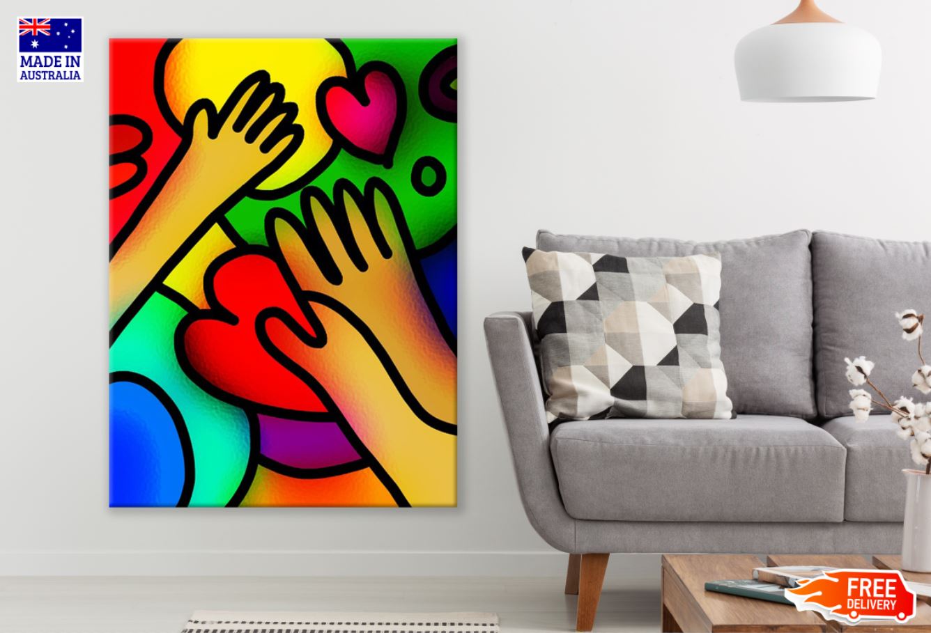 Hands & Hearts Abstract Design Print 100% Australian Made