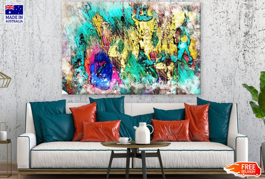 Colorful Abstract Oil Painting Design Print 100% Australian Made