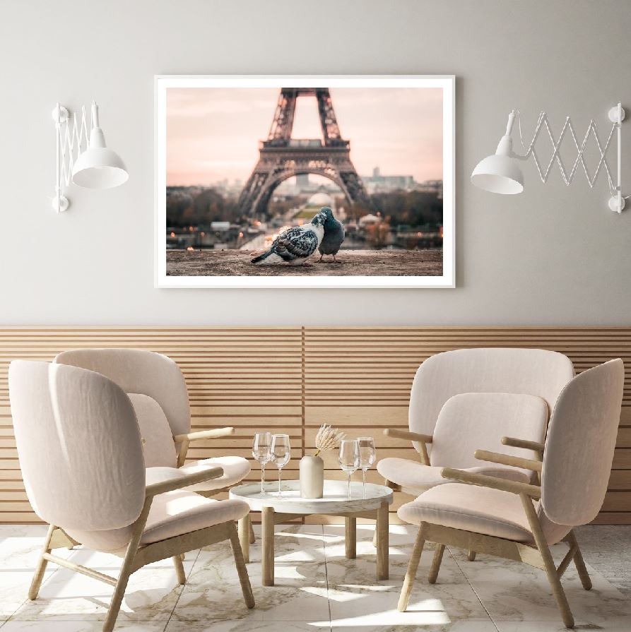 Pigeons Near Eiffel Tower View Home Decor Premium Quality Poster Print Choose Your Sizes