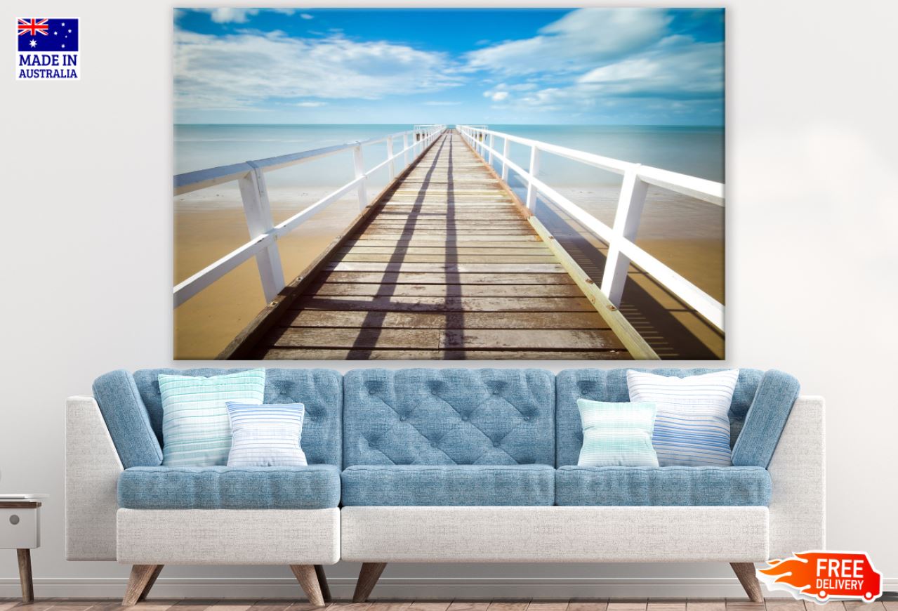 Wooden Bridge Over Sea Photograph Print 100% Australian Made