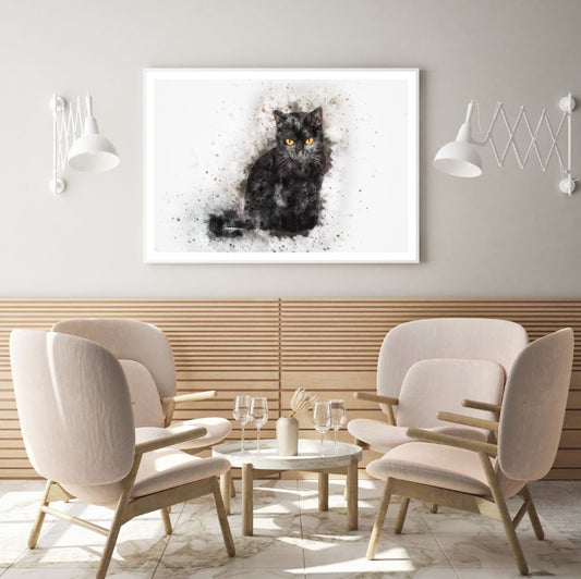 Cat Portrait Watercolor Painting Home Decor Premium Quality Poster Print Choose Your Sizes