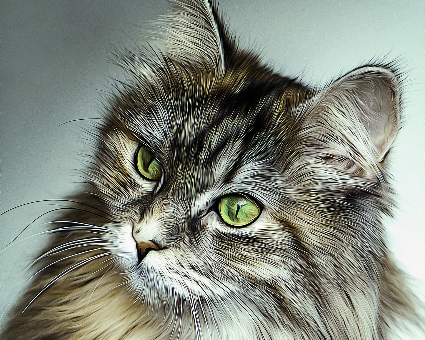 Cute Cat Portrait Illustration Painting Print 100% Australian Made