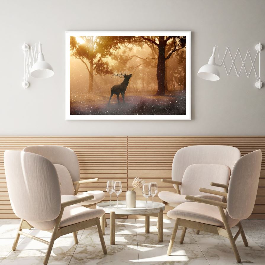 Deer in Forest Scenery Photograph Home Decor Premium Quality Poster Print Choose Your Sizes