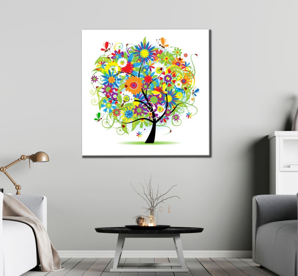 Square Canvas Flower Tress Vector Art High Quality Print 100% Australian Made