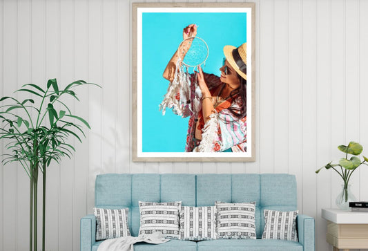 Girl with Dream Catcher Portrait Home Decor Premium Quality Poster Print Choose Your Sizes