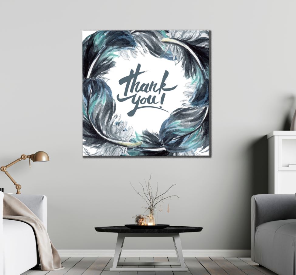 Square Canvas Thank You Feathers Painting High Quality Print 100% Australian Made