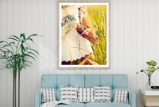 Girl on Grass Field Photograph Home Decor Premium Quality Poster Print Choose Your Sizes