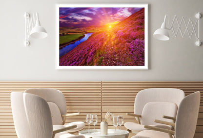 Sunset View Over Flower Field Home Decor Premium Quality Poster Print Choose Your Sizes