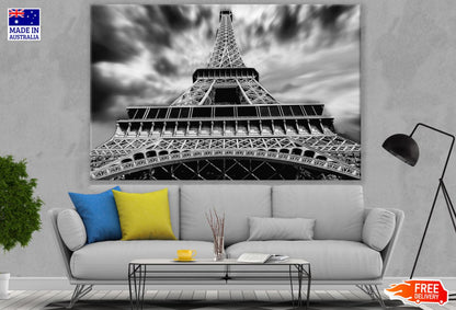 Eiffel Tower Closeup B&W View Print 100% Australian Made
