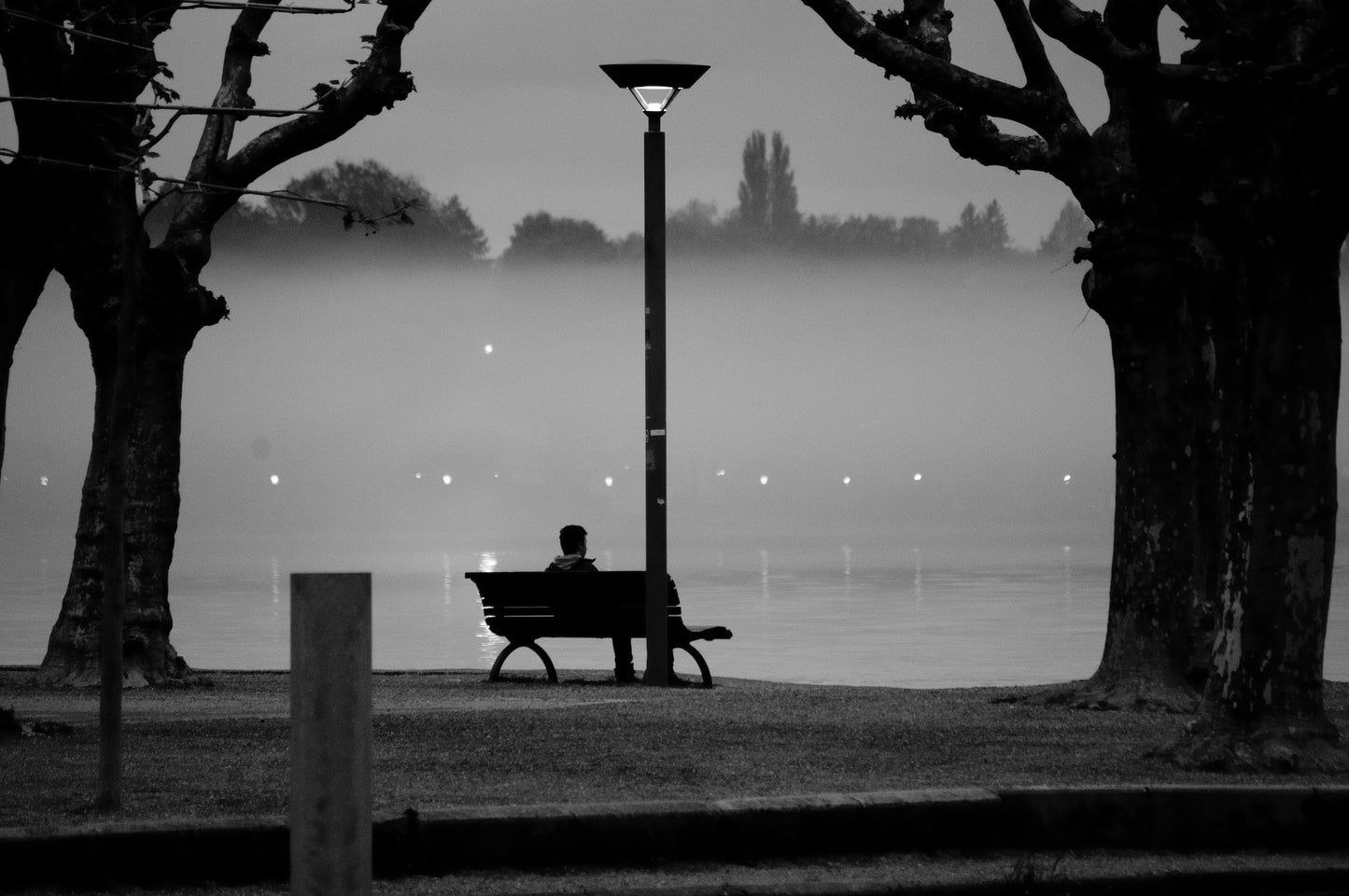 Man on Bench City Street View Print 100% Australian Made